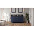 Jeffrey Alexander 60In. Hale Blue Katara Vanity, Double Bowl, Black Granite Vanity Top, 2 Undrmnt Rctngl Bowls VKITKAT60BLBGR